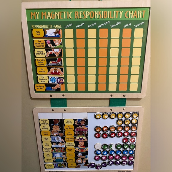 Melissa & Doug Deluxe Wooden Magnetic Responsibility Chart With Magnets - Picture 15 of 15